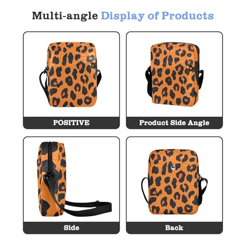 messenger bag for women crossbody Crossbody Small Bag For Women cross body purses for women Adjustable Strap for business business- Orange Black Leopard4