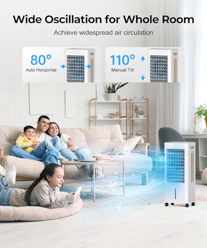 Evaporative Air Cooler with Remote & Timer, 2200+ CFM Portable Fan That Blows Cold Air for Large Room, Home Office, Bedr - Additional View