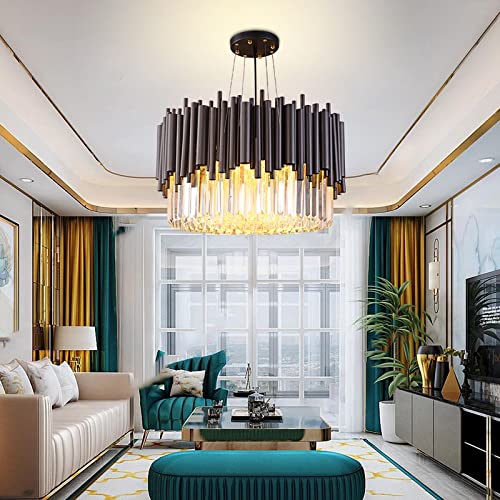 Lustre moderne en cristal pour illuminer un salon chaleureux