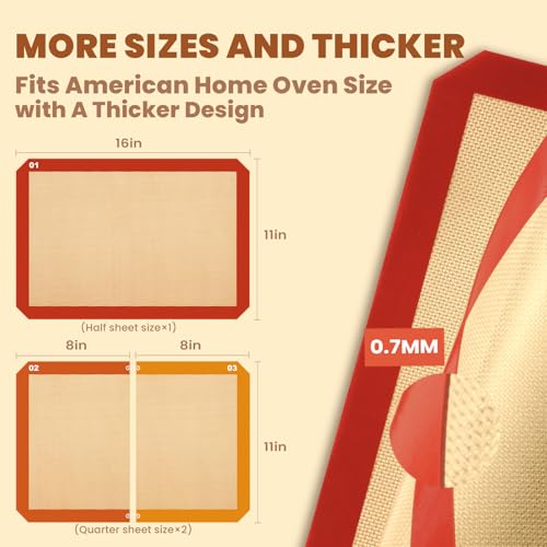 Jacyao'S 3 PACK SILICONE BAKING MAT 3 Pcs Silicone Baking Mat For Baking Sheet, Reusable Baking Supplies, Non-Stick Macaron Silicone Baking Mats thumb #4