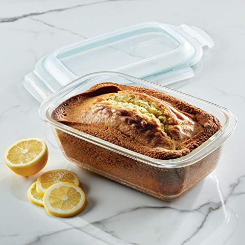 Locknlock Purely Better Glass Bread Baking/Loaf/Mealoaf Pan/Food Storage Container With Lid, 8.5 Inch X 5.5 Inch, Clear #TOP1