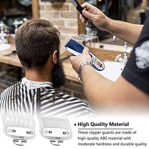 Professional Hair Clipper Guards Guides 2 Pcs Coded Cutting Guides #3170-400 - 1 1/2” And 1/2” Fits For All Wahl Clippers(Transparent-2 Pcs) #TOP6