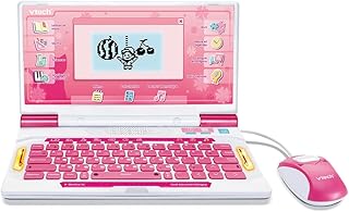 VTech – Genius XL Educational Bilingual Pink – Children’s Computer with LCD Screen, AZERTY Keyboard, Mouse and 164 Educati…