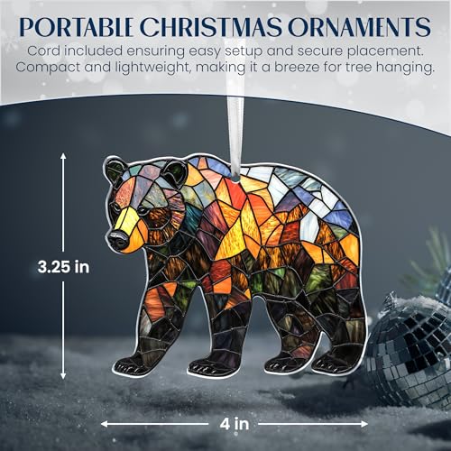 Cadeaux de Noël ours en acrylique original pour femme, maman et amoureux des animaux - 6