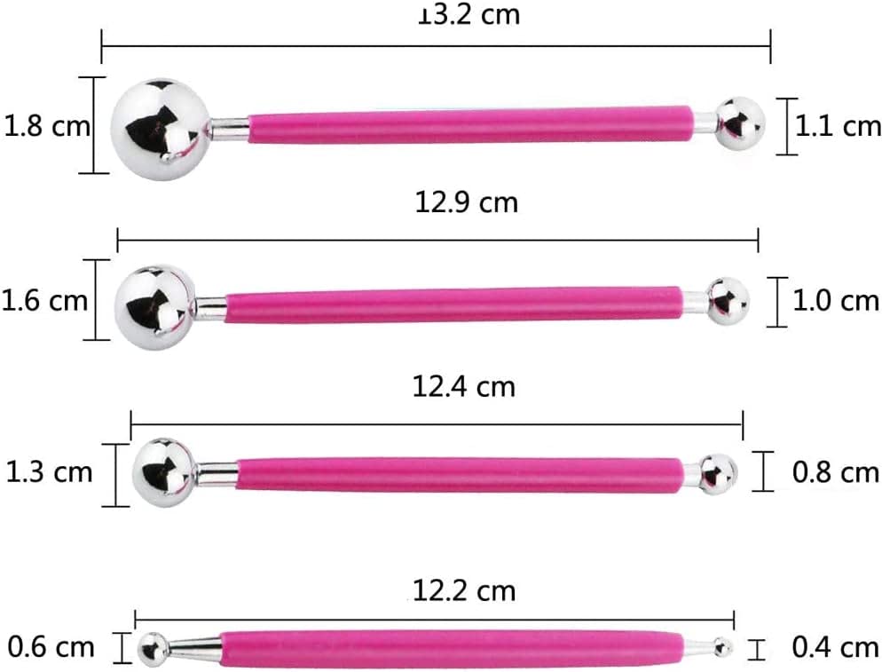 Ecjiuyi Ball Stylus Tools,4PCS Double-Ended Metal Embossing Dotting Tool,5PCS 2 Way Silicone Clay Sculpting Tool - Image 2