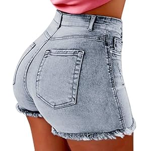 WWricotta Short Jeans Femme – Pantalon Court en Denim pour Femme Short D’éTé Sexy DéContracté Jean Couleur Unie Vintage Sexy Slim Fit Hot Short en Jean Tendance