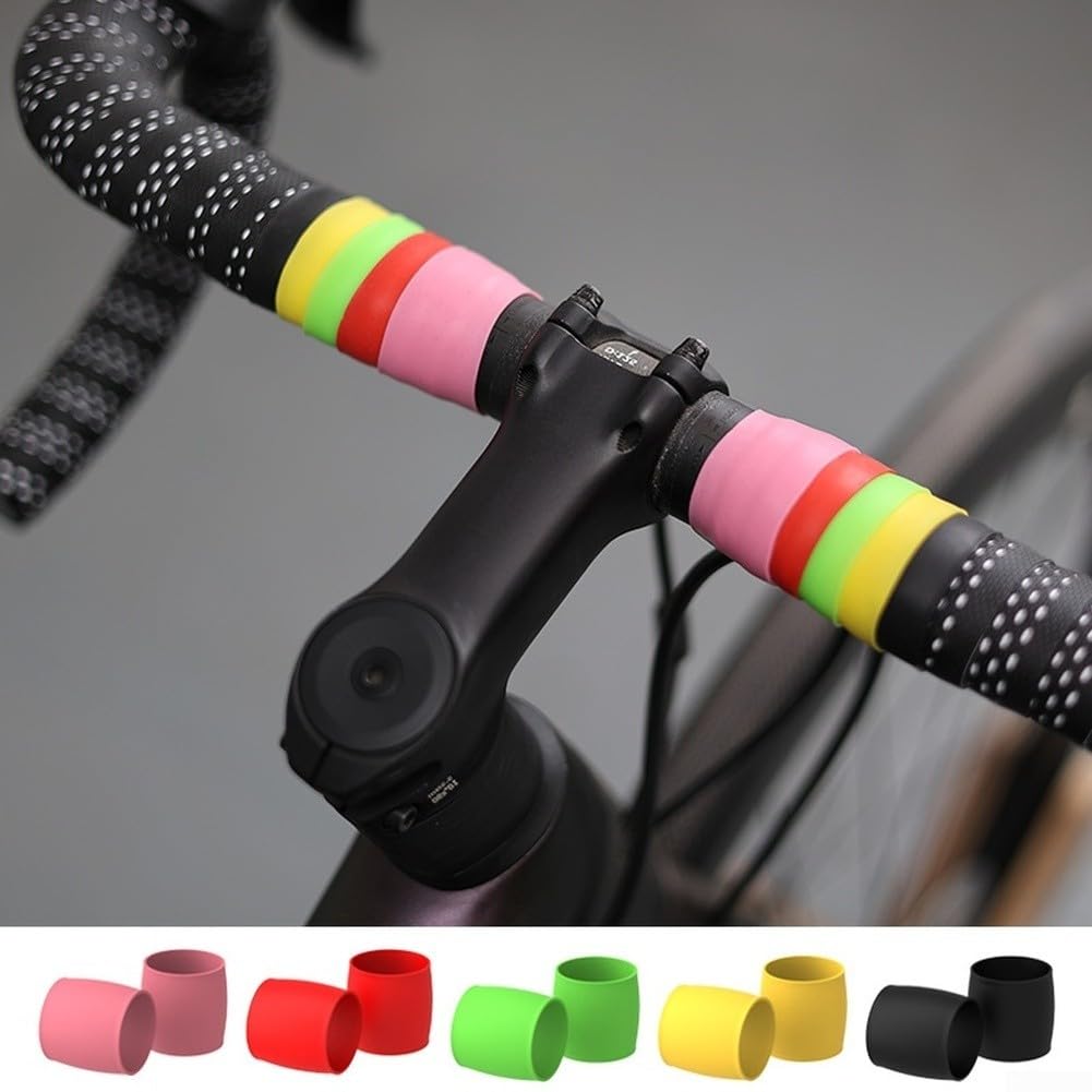 Silikon-Lenkerband-Endring für Rennrad – hochelastisches EVA-Band, werkzeuglose Installation, rutschfest und witterungsbeständig, passend für 3 x 2 cm Wickelbreite (gelb) Sport & Freizeit