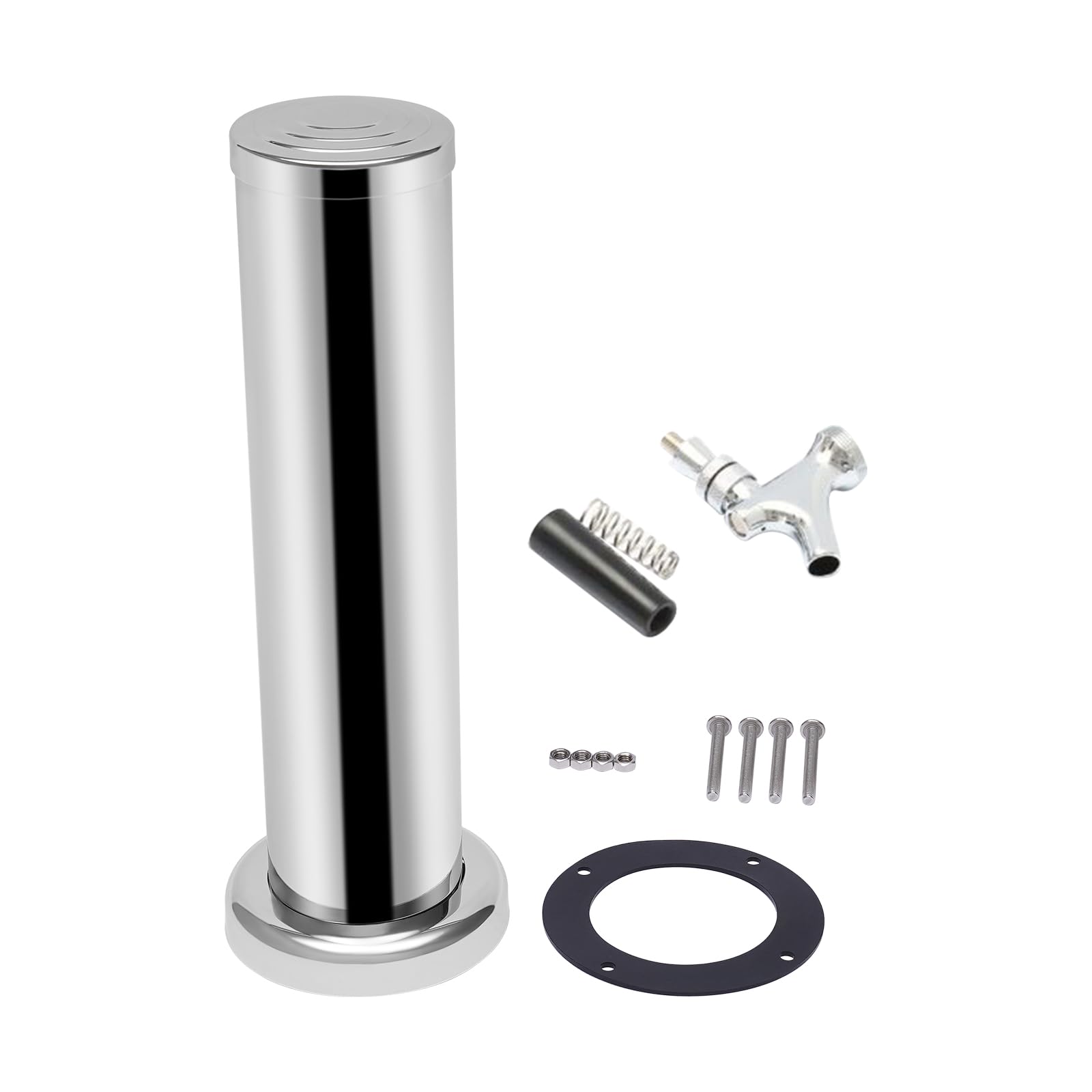 Columna de cerveza de acero inoxidable simple, tiradora de una sola tapa para barril, dispensador de bebidas profesional, material de bar, acabado pulido cromado, instalación fácil, para casa, bar