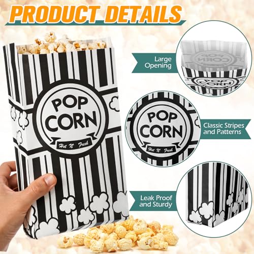 Image of Potchen 300 Pcs Popcorn Bags 2 oz Bulk Popcorn Holders Grease Tear Resistant Disposable Treat Bags for Carnival Movie Night Birthday Party Favors Home Business Supply