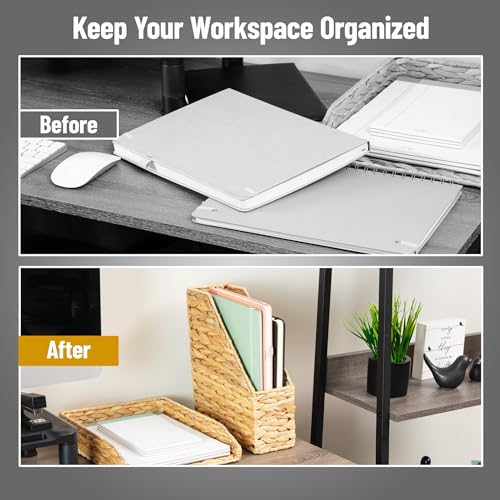 Mind Reader Rattan Vertical File Organizer with Iron Frame, Desktop Organizer, Holds Letter Size Documents, Brown by Mind Reader - Image 5