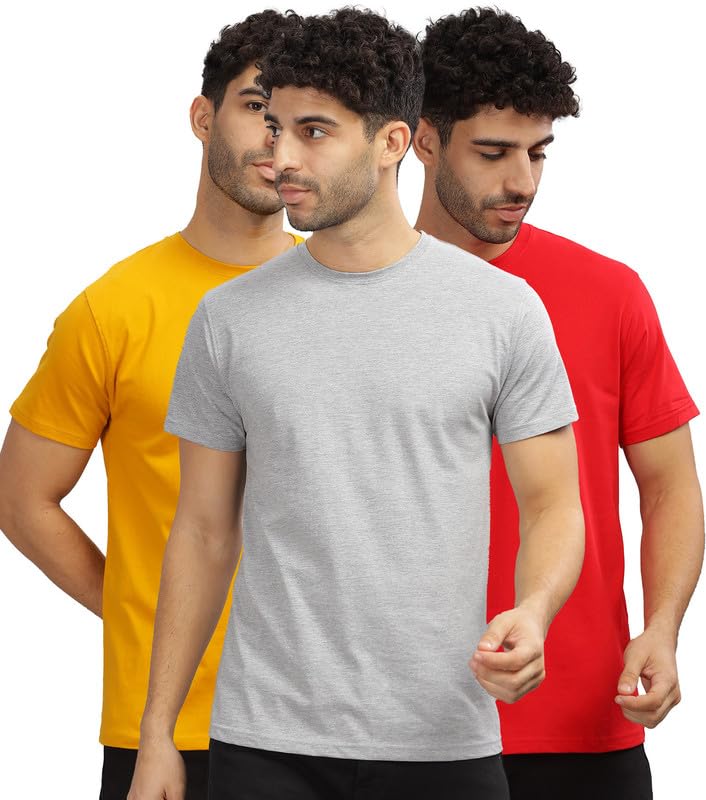 Image of XENOVAURBAN Unisex Regular Cotton Combo of 3 Solid Color Tshirt