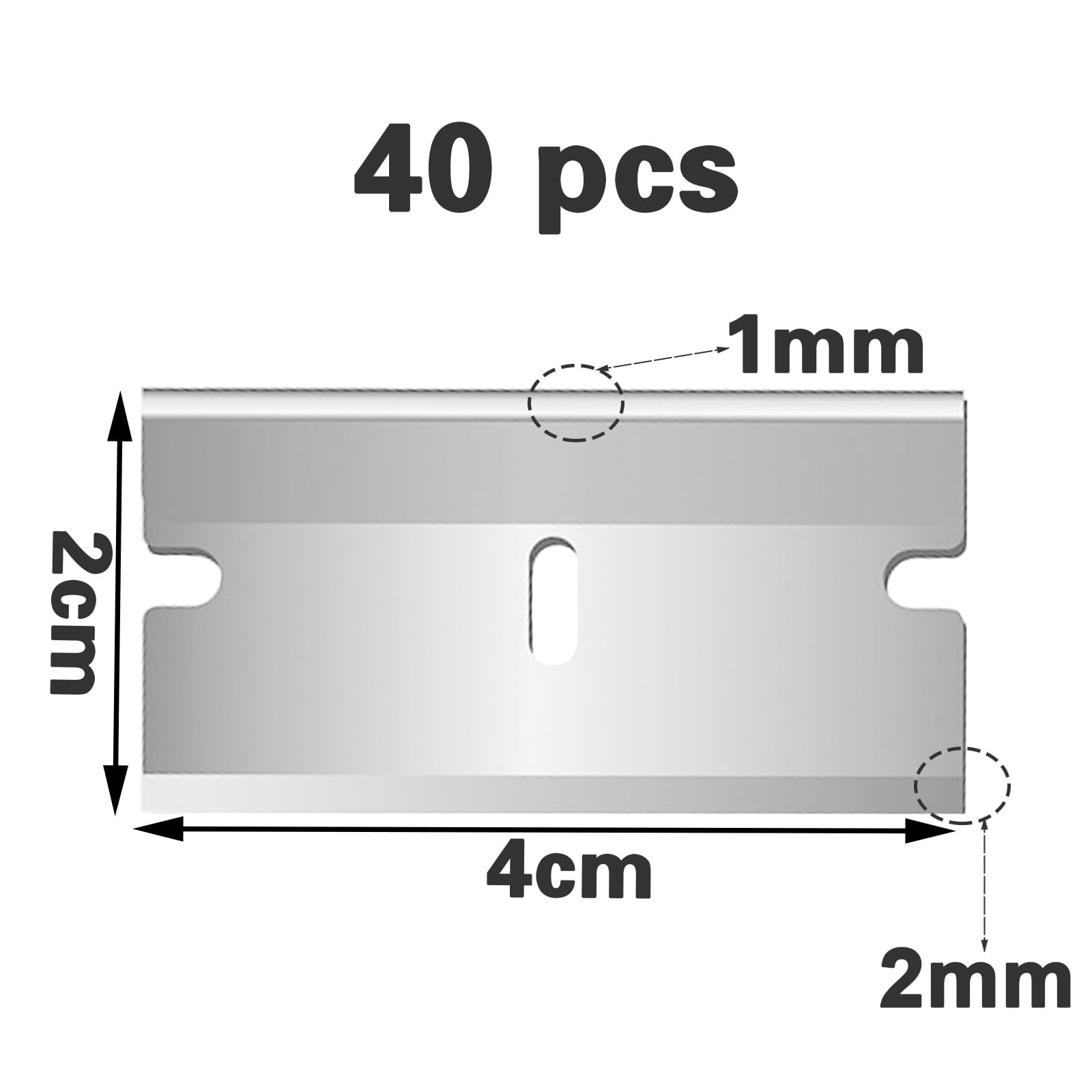 40 Pezzi Lame di Ricambio per Raschietti a Lama da 40mm,Raschietto a in Acciaio Inox per Pulito, per la Finestra, Cucina, Bagno,Qualità Professionale