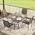 VICLLAX 5 Pieces Patio Dining Set, Outdoor Furniture Set Includes 37.8" Square Outdoor Table and 4 Stackable Patio Sling Chairs, Walnut Tabletop and Brown Fabric
