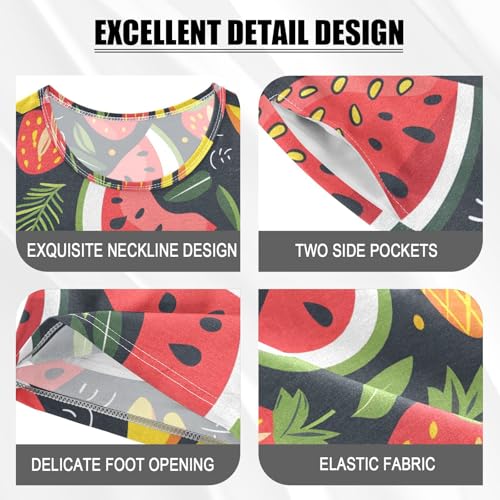 ALAZA Watermelon Strawberry Lemon Pineapple Pajamas Short Sleeve 2 Piece Sleepwear Top and Bottom Pajama Set Unisex4
