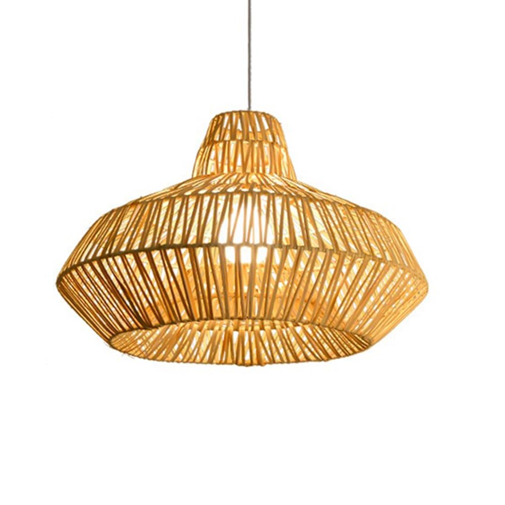 CWVYKNP Wicker Pendant Lights Over Table Natural Rattan Finnish Hand-Woven Light Fixture Farmhouse Minimalist Pendant Light Fixtures Coastal Shade for Bedroom Foyer Bar Hallway