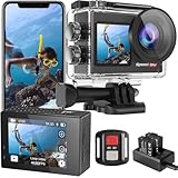 Hiicam Speed20 アクションカメラ ウェアラブルカメラ アクションカム 4K 20MP 6軸手ぶれ補正 タッチパネル式 デュアルカラースクリーン 40M防水 水中カメラ 外部マイク対応（別売り） WiFi搭載 スマホアプリ対応 170度広角 HDMI出力 5倍ズーム リモコン付き 豊富なアクセサリー 1350mAhバッテリー2個付き