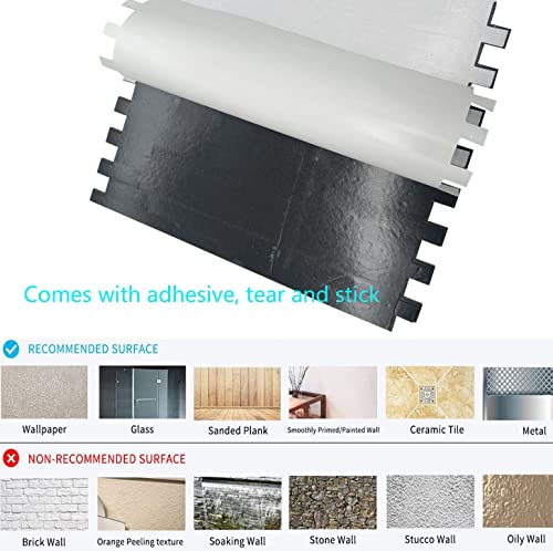 Xuaniny 7-Sheet Peel And Stick Backsplash Tiles,Faux Pvc Black Marble Kitchen Stickers，Wall Panels For Bathroom, Bedroom, Laundry Room (7, Faux Marbled Black) #TOP4