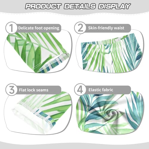 Bolaz Toddler Girls Leggings Printed Yoga Pants Leggings Green Tropical Leaves for Kids3