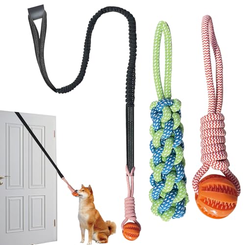 GTIIAS Interactive Dog Toys Tug of War Dog Toy for Small/Medium/Large Dogs,Teething Rope for Teeth Cleaning,Puzzle Ball for Chewing,Dog Bungee Tug Toy Kit, blue