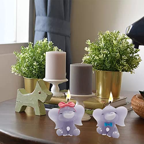 2 Pcs Cute Elephant Aesthetic Candles, Trendy Pair Elephants Candle, Handmade Adorable Cute Elephant Baby Shower Cake Topper Candle For Couples Birthday Anniversary Home Party Decor #TOP6