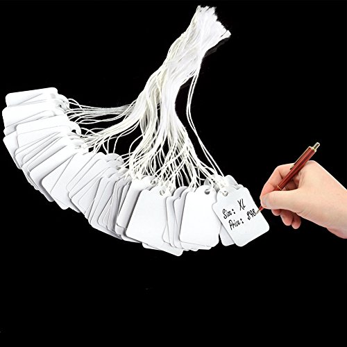 Brothersbox Price Tags With String Attached, 500Pcs White Smooth Surface Marking Merchandise Strung Tag Writable Label Small Hang Tag For Pricing Gift Jewelry Clothing 1.375 X 0.875 Inch #TOP2