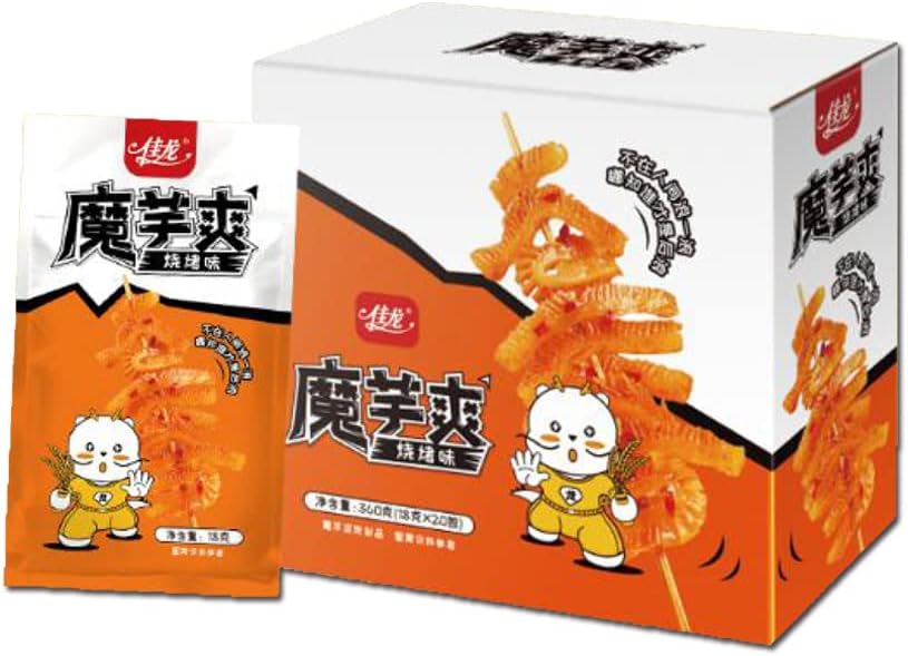 20Pcs / 360g Jialong Latiao, Spicy Strip Konjac Snacks, Chinese Special Food For Bar Office And Dormitory Casual, Gluten Free, Grain Free, Low Calorie, Vegan Keto Friendly (BBQ taste)