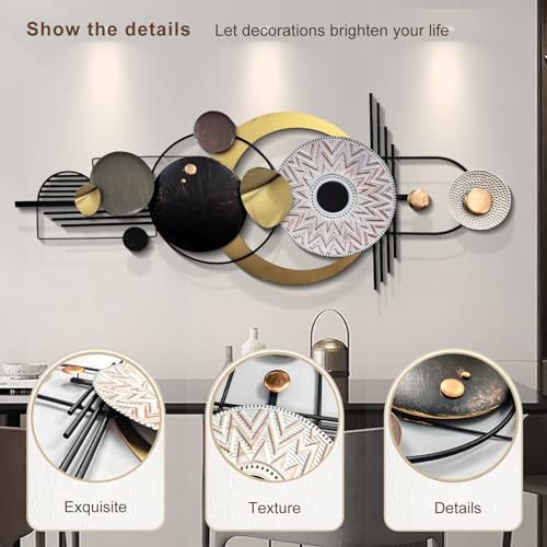 Ermofav Wall Decor,Modern Creative Metal Geometric Circular Decor Wall Art, 59 Inchx24 Inch Large 3D Textured Metal Wall Sculptures thumb #1