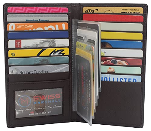 RFID Blocking Bifold Genuine Leather Credit Card ID Holder Long Wallet (CN Brown)4