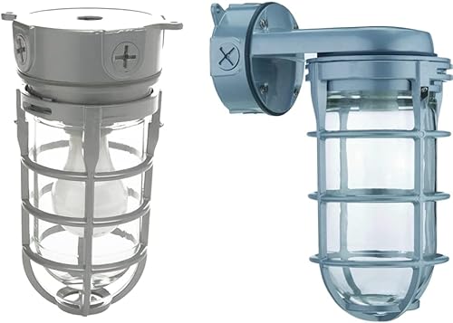 Woods Luz de seguridad resistente al vandalismo (bombilla incandescente de 150 W) y Lithonia Lighting Incandescent Utility Vapor Tight Wall Mount