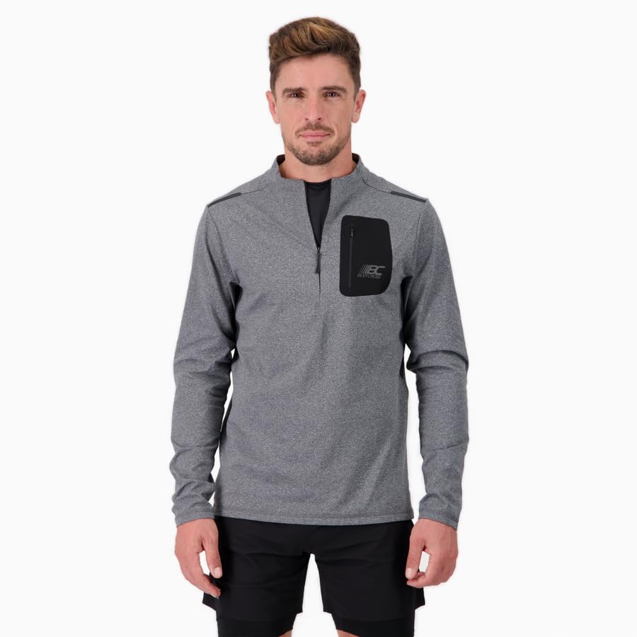 T-shirt manches longues running polyester jaspé Bodycross