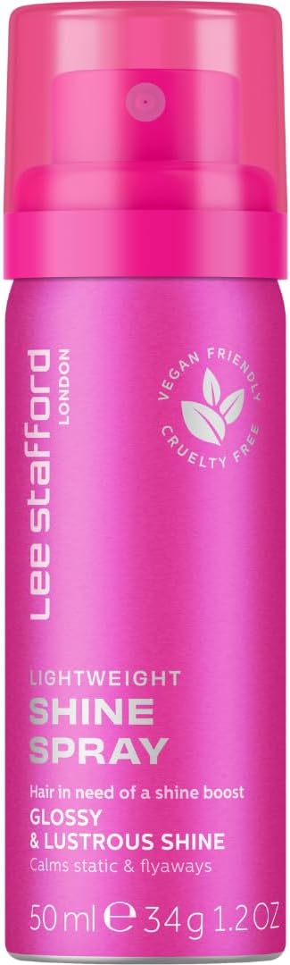 Lee Stafford Travel Size Shine Hair Spray | Styling Collection - Mini Lightweight Smoothing Gloss Mist for Shiny, Anti Frizz Static Hair, Humidity Control & Protect from Heat, for Men & Women, 50 ml