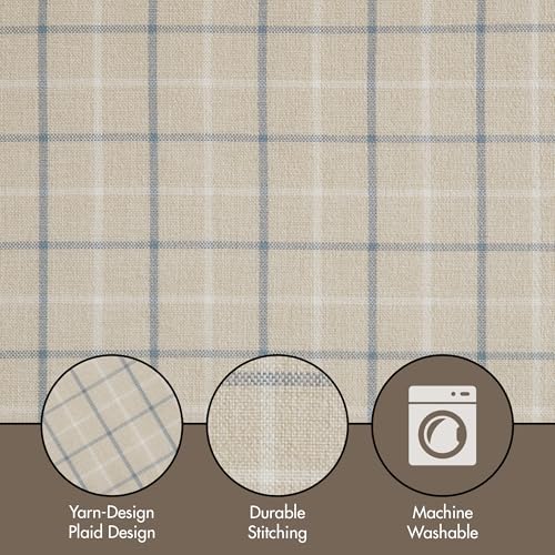 Image of Madison Park Anaheim Cabin Plaid Curtain Window, Thermal Insulated Fleece Lining, Living Room Decor Room Darkening Drape for Bedroom, 1-Single Panel Pack, 50x95, Rod Pocket & Back Tab, Linen Blue