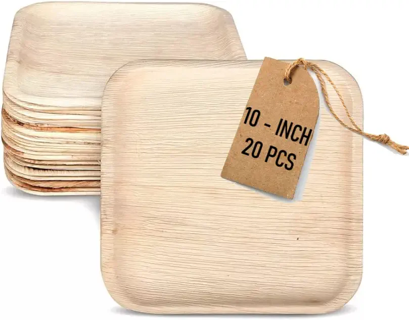 My Sanctuary 20 Pack 10 Inches Bamboo Plates - Compostable, Biodegradable Palm Leaf Plates, Eco-Friendly Alternative to Bamboo Plates | Sturdy &amp; Microwave Safe – Palm Leaf Disposable Plates
