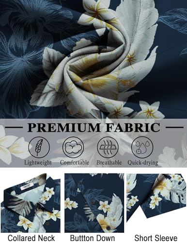 COOFANDY Mens Hawaiian Shirt Short Sleeve Button Down Shirts Tropical Floral Summer Beach Shirts 5