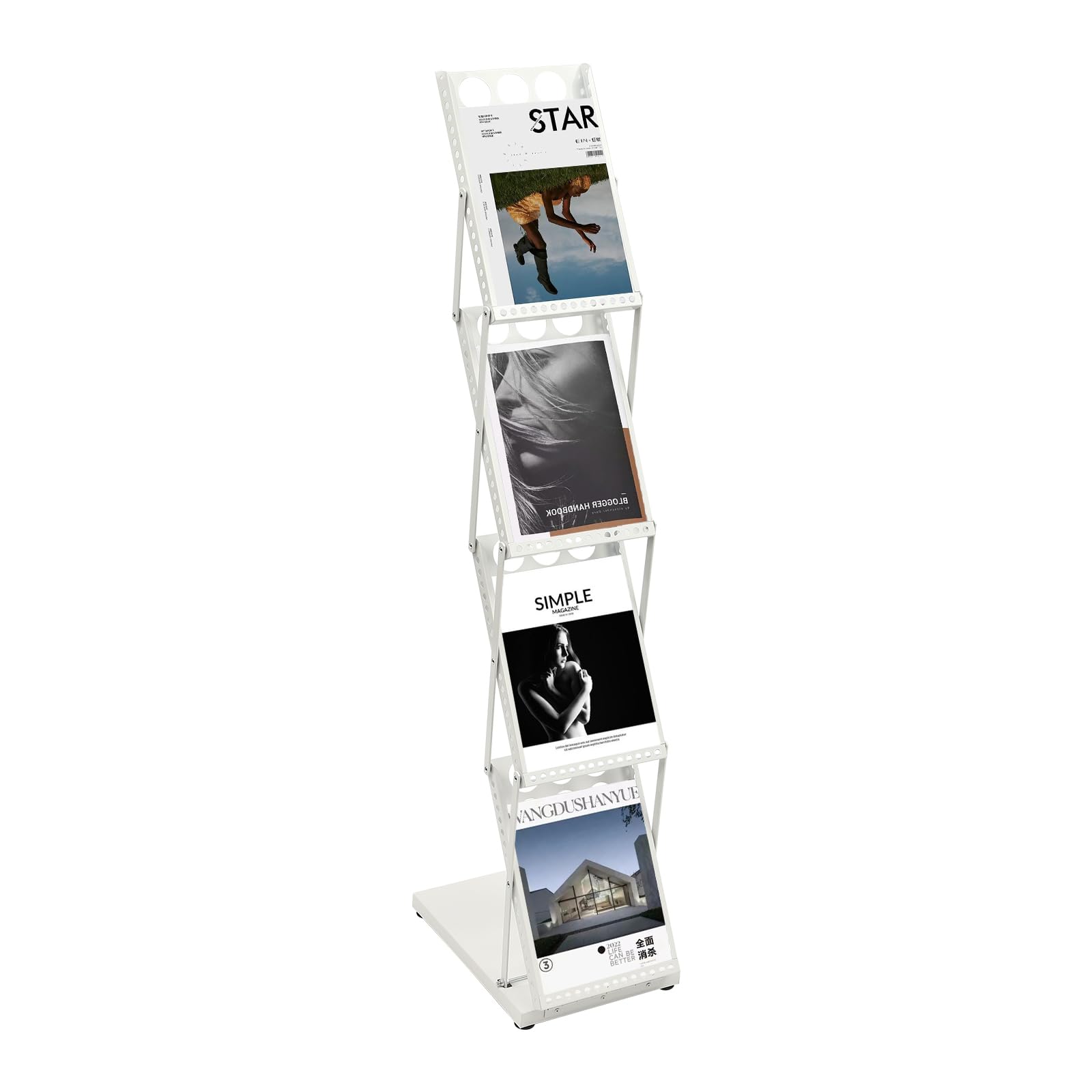 Portariviste pieghevole, a 4 strati, formato A4, per uffici, mostre, display informativi in aree turistiche, 36 x 27 x 132 cm