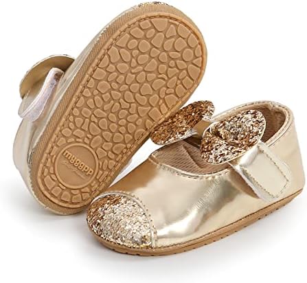 myppgg Baby Girls Mary Jane Flats Sparkly Bowknot Princess Dress Crib Shoes Review | Image 4