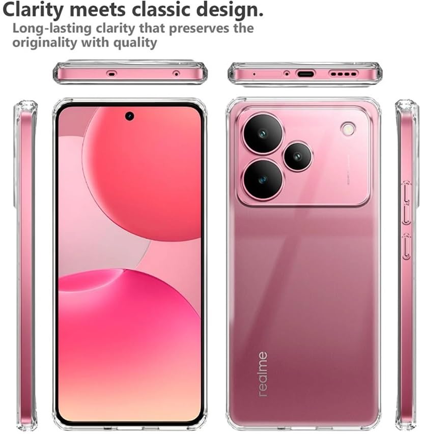 Image of REALCASE Silicone Back Cover Case, Scratch Resistant Protective Crystal Clear Transparent Shock Proof Back Cover Case for Oppo Realme P4 5G
