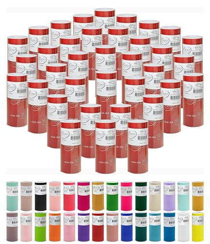 Image of Expo International Value Pack of Decorative Matte, 36 Rolls /Spools of 6 inch Tulle, 6 Inch x 25 Yards (Pack of 36), Red