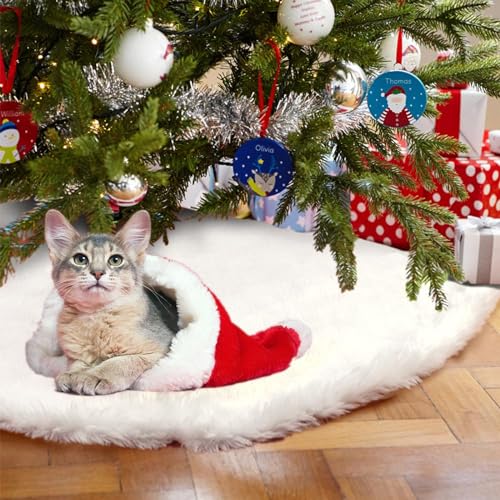 AerWo Christmas Tree 60 inches White Plush Skirt Decoration for Merry Christmas Party, High-End Soft Classic Fluffy Faux Fur Christmas Tree Skirt Decorations for Xmas Tree Decorations and Ornaments by AerWo - Image 6