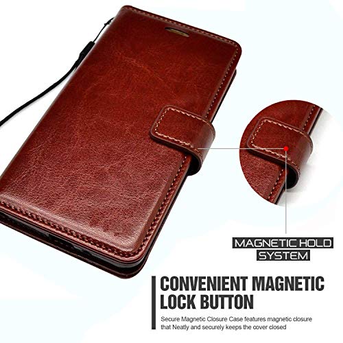 Image of Vintage Leather Flip Cover Compatible Model for Vivo V2037 / Vivo Y20G - Cherry Brown
