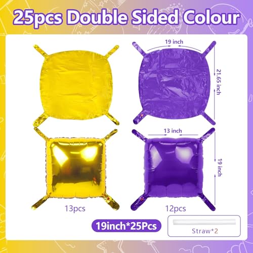 NISOCY 25PCS Purple Gold Square Foil Balloons Wall Backdrop Double Sided Gold Purple Balloons Arch Kit for Birthday Anniversary Graduation Prom Engagement Baby Bridal Shower Party Decorations by NISOCY - Used condition - Image 2