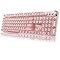 EWEADN Typewriter Style Mechanical Gaming Keyboard, Wired Mechanical Keyboards,104 Keys Backlit LED Keyboards, Media Control Knob, Wired Computer Keyboard White Switch for Windows/Mac/PC-Dark Pink