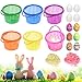 HAKOTOM 6 Pezzi Cestini di Caccia Uova di Pasqua Colorate Cesto di Ricerca Mini Cestino con 12 Pezzi Uova Schiuma Rafia Brandelli Carta per Bambini Caccia di Caramelle all'uovo Decorazione Pasquale