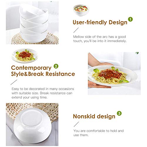 Dinnerware Set 18-Piece Opal Dishes Sets Service For 6 Plates Bowls 5.5" Break And Crack Resistant Dish Sets Round #TOP4