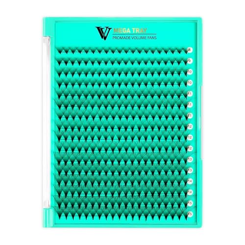 VAVALASH Premade Fans Eyelash Extensions 320 Fans 10D 14D 16D 20D 0.03 0.05 0.07 Thickness C/D Curl Middle Stem Premade Fans Russian Volume Lash Extensions (320 Fans-24D-0.03-C-8-15mm)