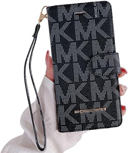MINO MALL Luxury Case for iPhone 12 Pro Max Designer Classic Pattern PU Leather Wallets Trunk Cover Premium Magnetic Flip Retro Shockproof Bumper Card Slot Holde Phone Case 6.7 inch-Black