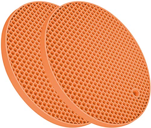 Image of Countertop Protector Heat Resistant Trivets for Hot Pots and Pans - Non-Slip Insulated Heat Pads for Kitchen Counter Orange Pack of 2