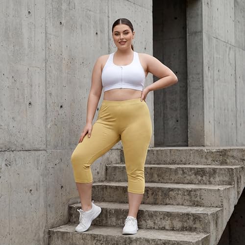 Image of TRASA Women's Cotton Capri Leggings, Stretchable 3 /4 Length Crop Pants, Comfortable, Plus