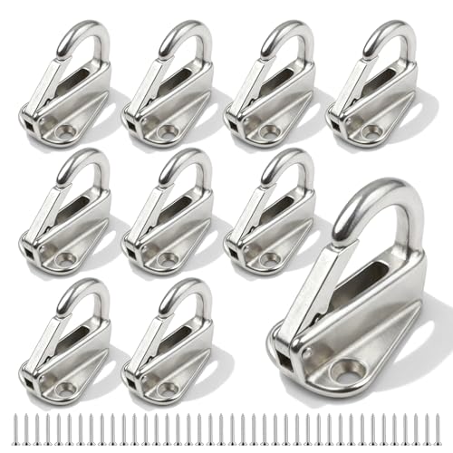 10 pezzi di ganci per teloni in acciaio inossidabile, fissaggio a due fori per rimorchio con 20 viti, ganci in metallo per rete di carico, ganci per barche, rete di fissaggio del carico e teloni