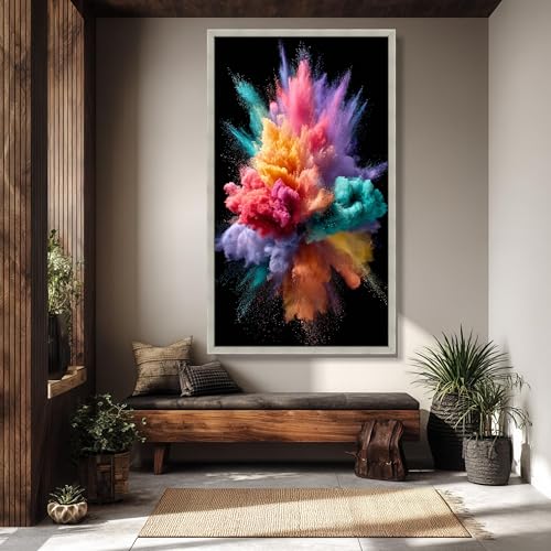 Toile peinte Explosion de poudre tableau abstrait coloré pour deco murale